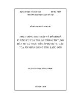 Hoạt động thu thập và đánh giá chứng cứ của Tòa án trong tố tụng dân sự và thực tiễn áp dụng tại các Tòa án nhân dân ở tỉnh Lạng Sơn