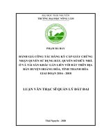 Đánh giá công tác đăng ký cấp giấy chứng nhận quyền sử dụng đất quyền sở hữu nhà ở và tài sản khác gắn liền với đất trên địa bàn huyện Hoằng Hóa tỉnh Thanh Hóa giai đoạn 2016 2018