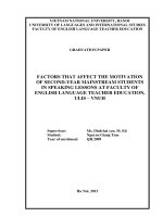 Factors that affect the motivation of second year mainstream students in speaking lessons at faculty of english language teacher education
