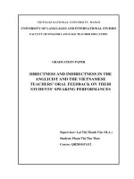 Tính trực tiếp và gián tiếp trong lờI nhận xét của giáo viên nước ngoàI và giáo viên việt nam đốI vớI phần trình bày của sinh viên trong luyện tập kĩ năng nóI tiếng anh