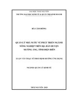 Quản lý nhà nước về phát triển ngành nông nghiệp trên địa bàn huyện Mường Ảng tỉnh Điện Biên