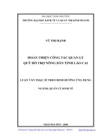 Hoàn thiện công tác quản lý quỹ hỗ trợ nông dân tỉnh Lào Cai