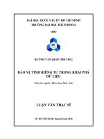 Bảo vệ tính riêng tư trong khai thác dữ liệu  