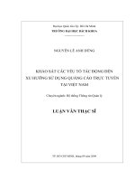 Khảo sát các yếu tố tác động đến xu hướng sử dụng quảng cáo trực tuyến tại việt nam  