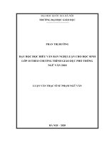 Dạy học đọc hiểu văn bản nghị luận cho học sinh lớp 10 theo Chương trình Giáo dục phổ thông Ngữ văn 2018