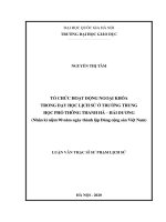 Tổ chức hoạt động ngoại khóa trong dạy học lịch sử ở trường trung học phổ thông Thanh Hà Hải Dương