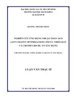 Nghiên cứu ứng dụng thuật toán ago (ant colony optimization) tối ưu thời gian và chi phí cho dự án xây dựng  
