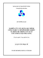 Nghiên cứu xây dựng quy trình công nghệ và mô hình điều khiển tự động hệ thống sản xuất cồn tinh luyện pha xăng  