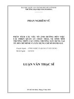 Phân tích các yếu tố ảnh hưởng đến việc cải thiện quản lý chất thải, vệ sinh môi trường trên các công trường xây dựng tại tp  hồ chí minh và xây dựng chỉ số đánh giá  