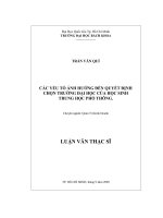 Các yếu tố ảnh hưởng đến quyết định chọn trường đại học của học sinh trung học phổ thông  