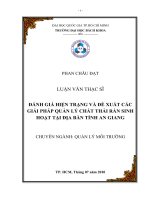 Đánh giá hiện trạng và đề xuất các giải pháp quản lý chất thải rắn sinh hoạt tại địa bàn tỉnh an giang  