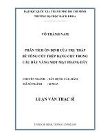Phân tích ổn định của trụ tháp bê tông cốt thép dạng cột trong cầu dây văng một mặt phẳng dây  