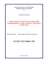 Phân tích các nhân tố làm thay đổi chi phí trong các dự án đầu tư xây dựng ở việt nam  