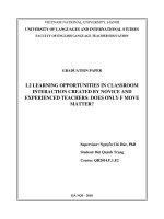 Cơ hội học tập ngoại ngữ được tạo ra qua sự tương tác trong lớp học bởi giáo viên mới và giáo viên nhiều kinh nghiệm chỉ có phần mở rộng tạo ra cơ hội học tập