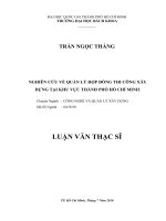 Nghiên cứu về quản lý hợp đồng thi công xây dựng tại khu vực thành phố hồ chí minh  
