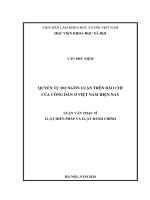 Luận văn thạc sĩ quyền tự do ngôn luận trên báo chí của công dân ở việt nam hiện nay 