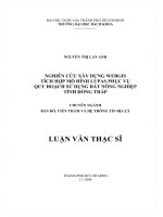 Nghiên cứu xây dựng webgis tích hợp mô hình lupas phục vụ quy hoạch sử dụng đất nông nghiệp tỉnh đồng tháp  