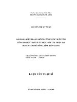 Đánh giá hiện trạng môi trường nước nuôi tôm công nghiệp và đề xuất biện pháp cải thiện tại huyện tân phú đông, tỉnh tiền giang  