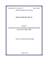 Thẩm quyền ban hành quyết định hành chính   lý luận và thực tiễn  