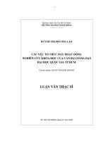 Các yếu tố thúc đẩy hoạt động nghiên cứu khoa học của cán bộ giảng dạy đại học quốc gia tp  hồ chí minh  