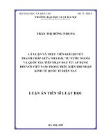 Lý luận và thực tiễn giải quyết tranh chấp giữa nhà đầu tư nước ngoài và quốc gia tiếp nhận đầu tư áp dụng đối với việt nam trong điều kiện hội nhập kinh tế quốc tế hiện nay  