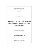 Nghiên cứu các yếu tố tác động đến hành vi mua sản phẩm sữa gặp phải khủng hoảng  