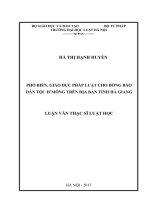 Phổ biến, giáo dục pháp luật cho đồng bào dân tộc h’mông trên địa bàn tỉnh hà giang  