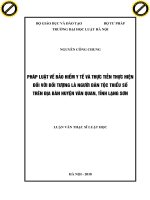 Pháp luật về bảo hiểm y tế và thực tiễn thực hiện đối với đối tượng là người dân tộc thiểu số trên địa bàn huyện văn quan, tỉnh lạng sơn  