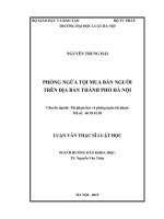 Phòng ngừa tội mua bán người trên địa bàn thành phố hà nội  
