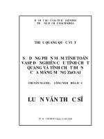 Sử dụng phần mềm tính toán vasp để nghiên cứu tính chất quang và tính chất điện của màng mỏng znoal  