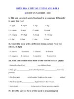 Tải Đề kiểm tra 1 tiết lần 3 môn tiếng Anh lớp 8 Chương trình mới trường THCS Minh Đạo - Đề kiểm tra tiếng Anh lớp 8 có đáp án