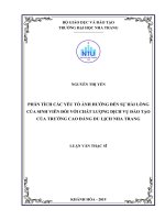 Phân tích các yếu tố ảnh hưởng đến sự hài lòng của sinh viên đối với chất lượng dịch vụ đào tạo của trường cao đẳng du lịch nha trang  
