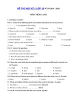 Tải Đề kiểm tra tiếng Anh lớp 10 học kì 1 năm 2019 - 2020 - Đề thi tiếng Anh lớp 10 chương trình mới học kì 1