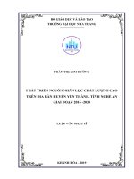 Phát triển nguồn nhân lực chất lượng cao trên địa bàn huyện yên thành, tỉnh nghệ an giai đoạn 2016 2020  