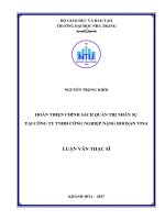 Hoàn thiện chính sách quản trị nhân sự tại công ty trách nhiệm hữu hạn công nghiệp nặng doosan vina  