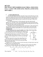 Download Bài toán thí nghiệm giao thoa với ánh sáng của Y âng