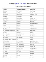 Tải Từ vựng Unit 7 lớp 9 Saving energy - Tiếng Anh 9 Unit 7 Saving energy| Từ vựng Unit 7 SGK tiếng Anh 9 đầy đủ nhất