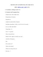 Tải Đề cương ôn thi giữa học kì 2 lớp 7 môn Tiếng Anh (Cũ và thí điểm) - Ôn tập giữa học kì 2 môn tiếng Anh lớp 7