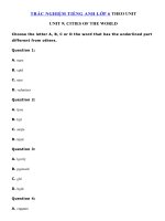 Tải Trắc nghiệm Ngữ âm tiếng Anh lớp 6 Unit 9 Cities Of The World - Bài tập Tiếng Anh 6 mới theo từng Unit có đáp án