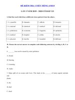 Tải Đề kiểm tra 1 tiết lần 3 tiếng Anh lớp 8 năm 2019 - 2020 - Đề thi tiếng Anh 8 mới có đáp án