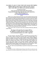 Tác động của đầu tư trực tiếp nước ngoài tới ô nhiễm không khí tại Việt Nam và một số nước ASEAN: Một cách tiếp cận thông qua đường Kuznets