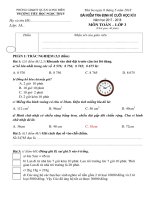 Bài kiểm tra định kì cuối HKII  - Năm học 2017 - 2018.  Môn Toán  -  Lớp 3