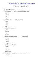Tải Đề kiểm tra 15 phút môn tiếng Anh lớp 9 năm 2019 - 2020 - Đề kiểm tra tiếng Anh 9 mới có đáp án