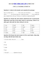 Tải Bài tập Unit 2 lớp 6: At School hệ 7 năm - Bài tập tiếng Anh lớp 6 Unit 2 At school có đáp án