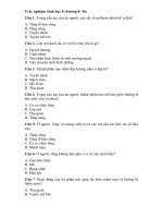 Tải Trắc nghiệm Sinh học 8 chương 8: Da - Bài tập trắc nghiệm Sinh học 8 có đáp án