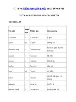 Tải Từ vựng Unit 4 lớp 8 Our customs and traditions - Tiếng Anh 8 Unit 4 Our customs and traditions| Từ vựng Unit 4 SGK tiếng Anh 8 mới