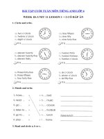 Tải Bài tập cuối tuần môn Tiếng Anh lớp 4 Tuần 18 - Phiếu Bài tập cuối tuần 18 lớp 4 môn tiếng Anh có đáp án