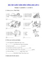 Tải Bài tập cuối tuần môn Tiếng Anh lớp 4 Tuần 7 - Phiếu bài tập cuối tuần 7 lớp 4 môn tiếng Anh có đáp án