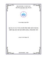 Quản lý các vùng nuôi tôm thẻ chân trắng trên địa bàn huyện đông hòa, tỉnh phú yên  