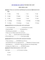 Tải Đề thi học kì 1 lớp 10 môn Tiếng Anh năm học 2018 - 2019 trường THPT Hưng Nhân - Đề kiểm tra môn Tiếng Anh lớp 10 học kì 1